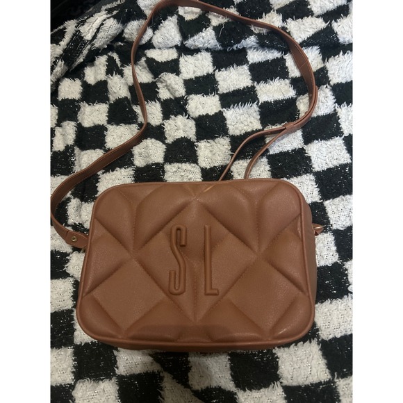 Quilted Crossbody Bag Brown SL Initial Purse Adjustable Strap Trendy Chic - Picture 1 of 4